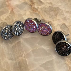 3 pairs druzy earrings